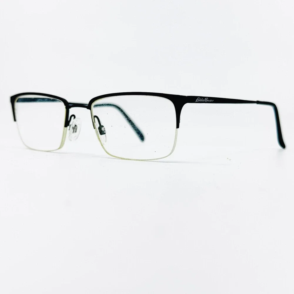 Eddie Bauer Eyeglasses Frames Mens Black Rectangle EB32006 51-19-140